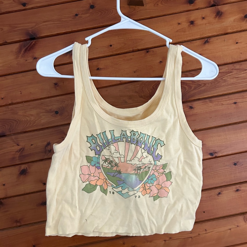 Billabong Yellow Graphic Tank Top